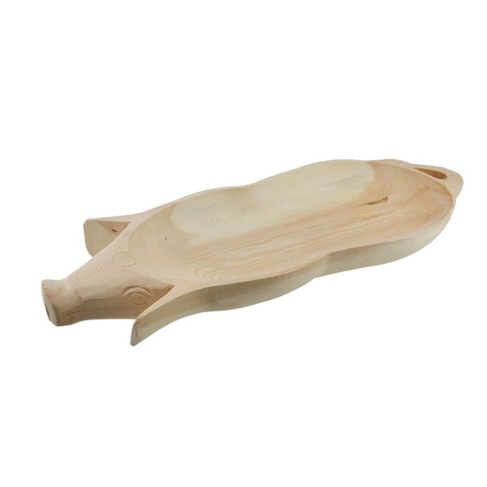 Hand Carved Wooden Pig Platter Decorative Serving Tray 24 inch